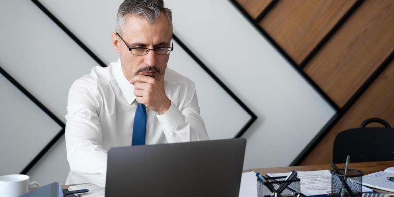 Medium shot man working on laptop